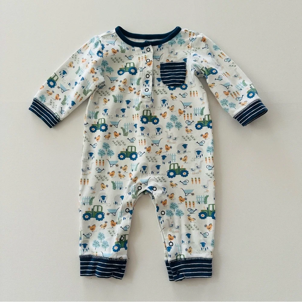 Gymboree 6-12 Months Farm Tractor Print One Piece Romper Spring Summer